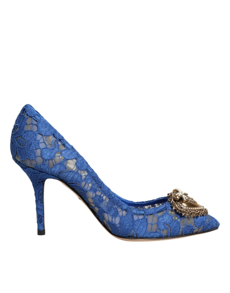 Dolce & Gabbana Blue Taormina Lace DEVOTION Pumps Shoes \ - Beyzy Store - Dolce & Gabbana