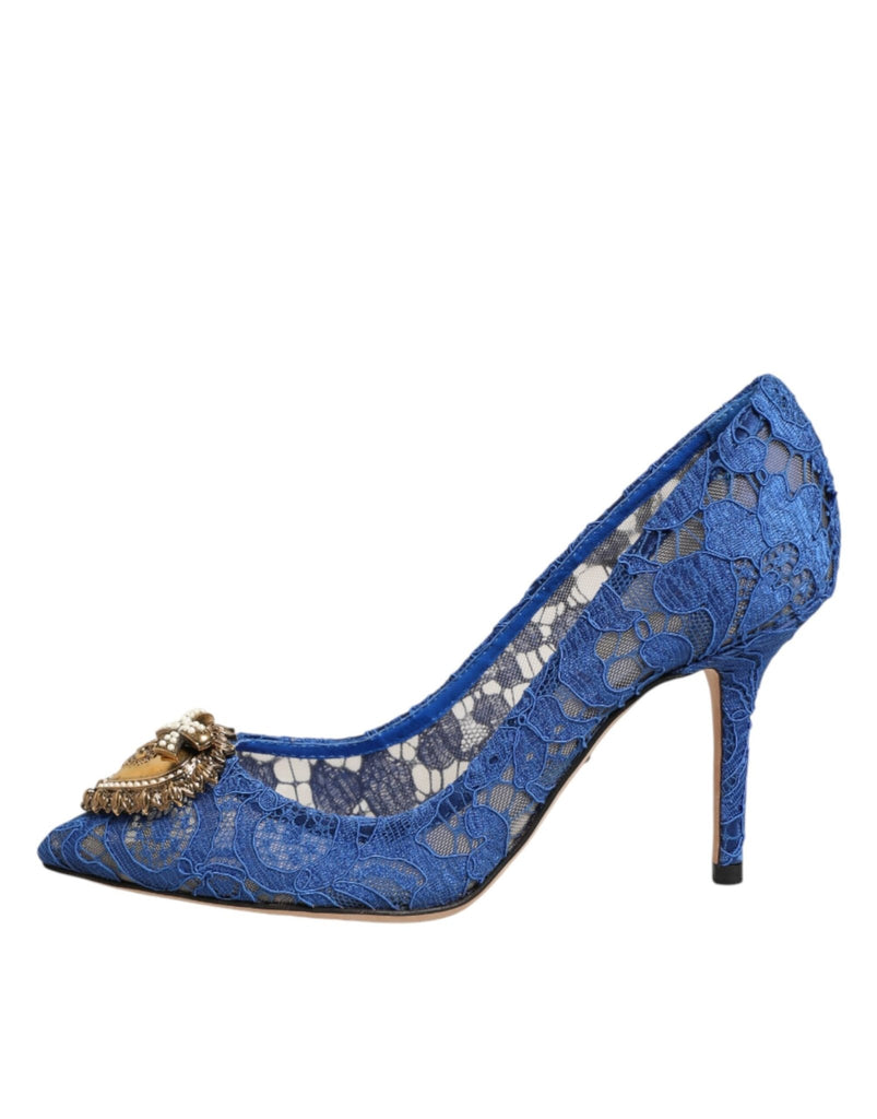 Dolce & Gabbana Blue Taormina Lace DEVOTION Pumps Shoes \ - Beyzy Store - Dolce & Gabbana