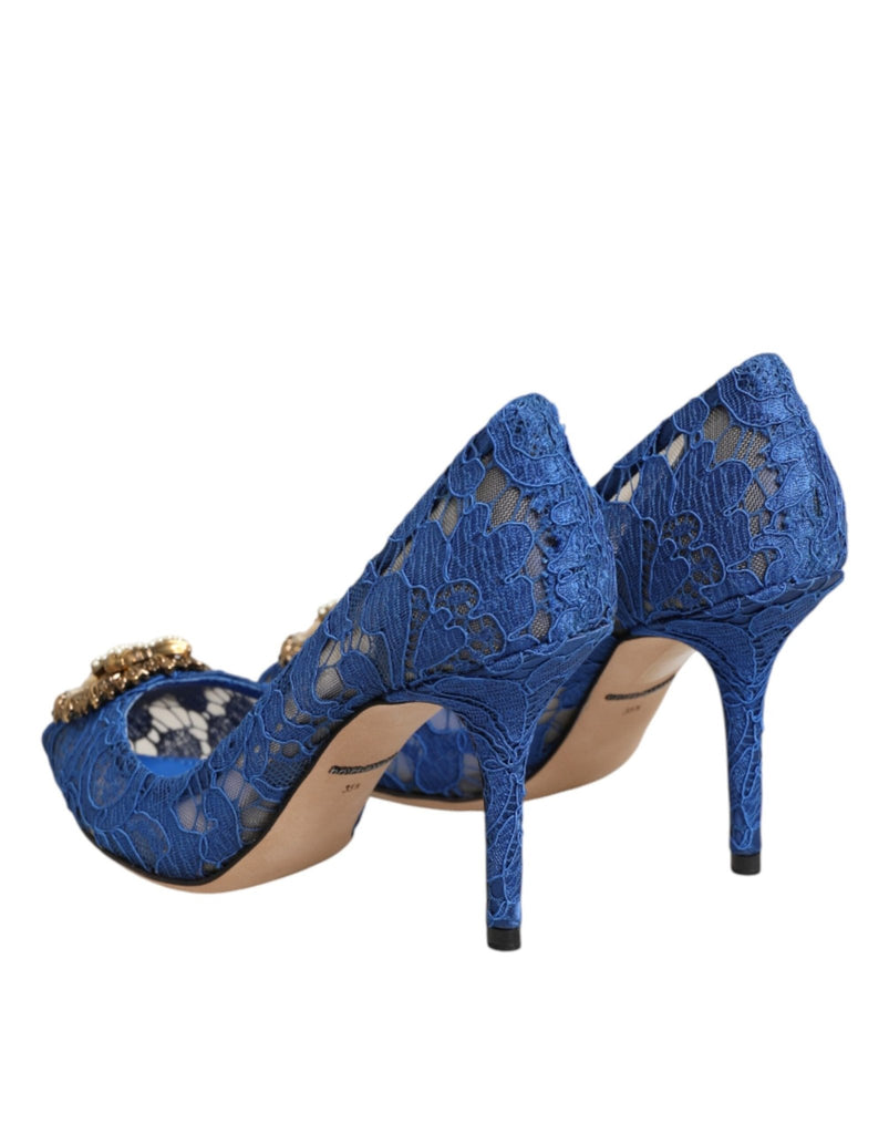 Dolce & Gabbana Blue Taormina Lace DEVOTION Pumps Shoes \ - Beyzy Store - Dolce & Gabbana