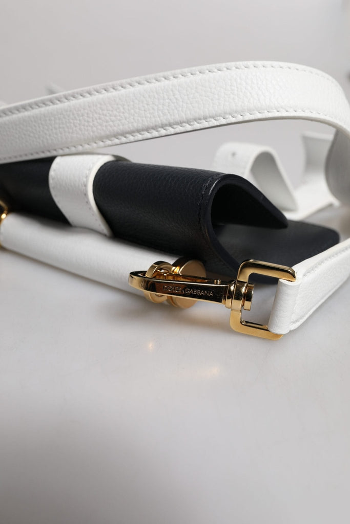 Dolce & Gabbana Blue White Calfskin Leather Crossbody Shoulder Bag - Beyzy Store - Dolce & Gabbana