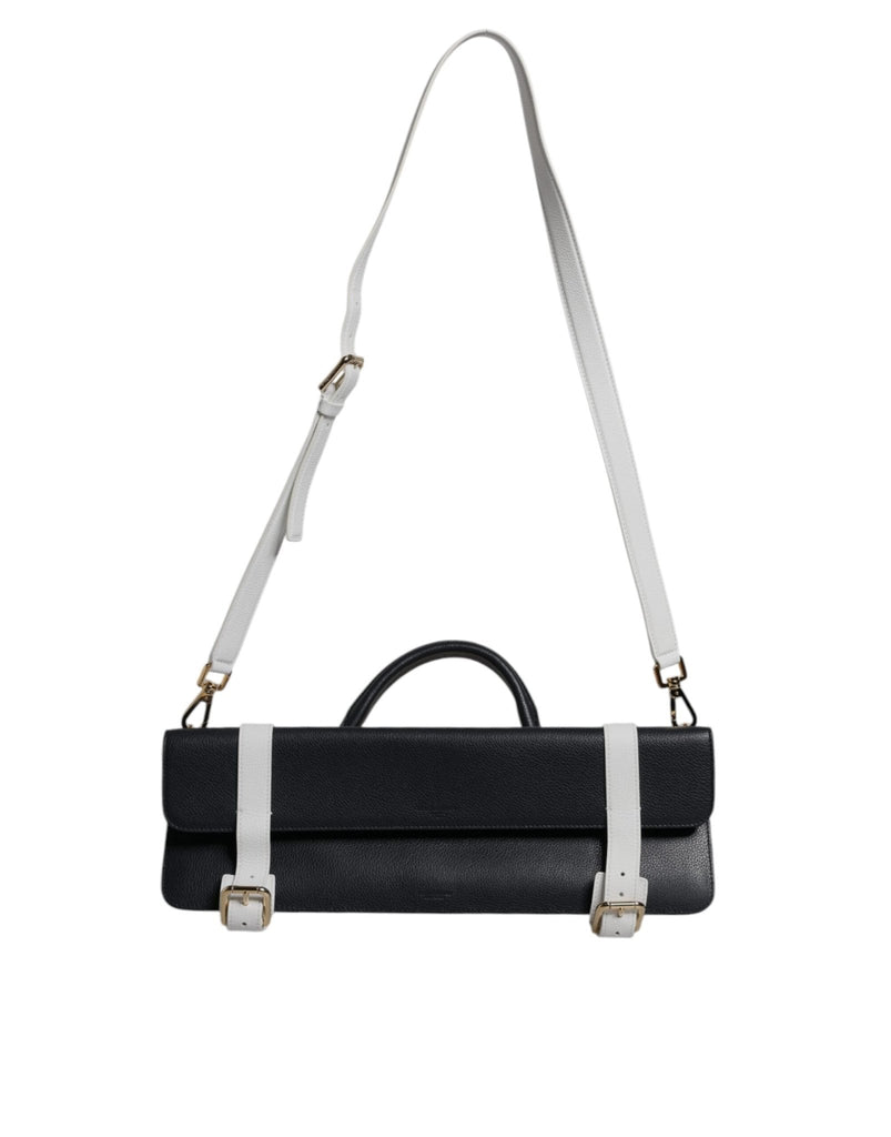 Dolce & Gabbana Blue White Calfskin Leather Crossbody Shoulder Bag - Beyzy Store - Dolce & Gabbana
