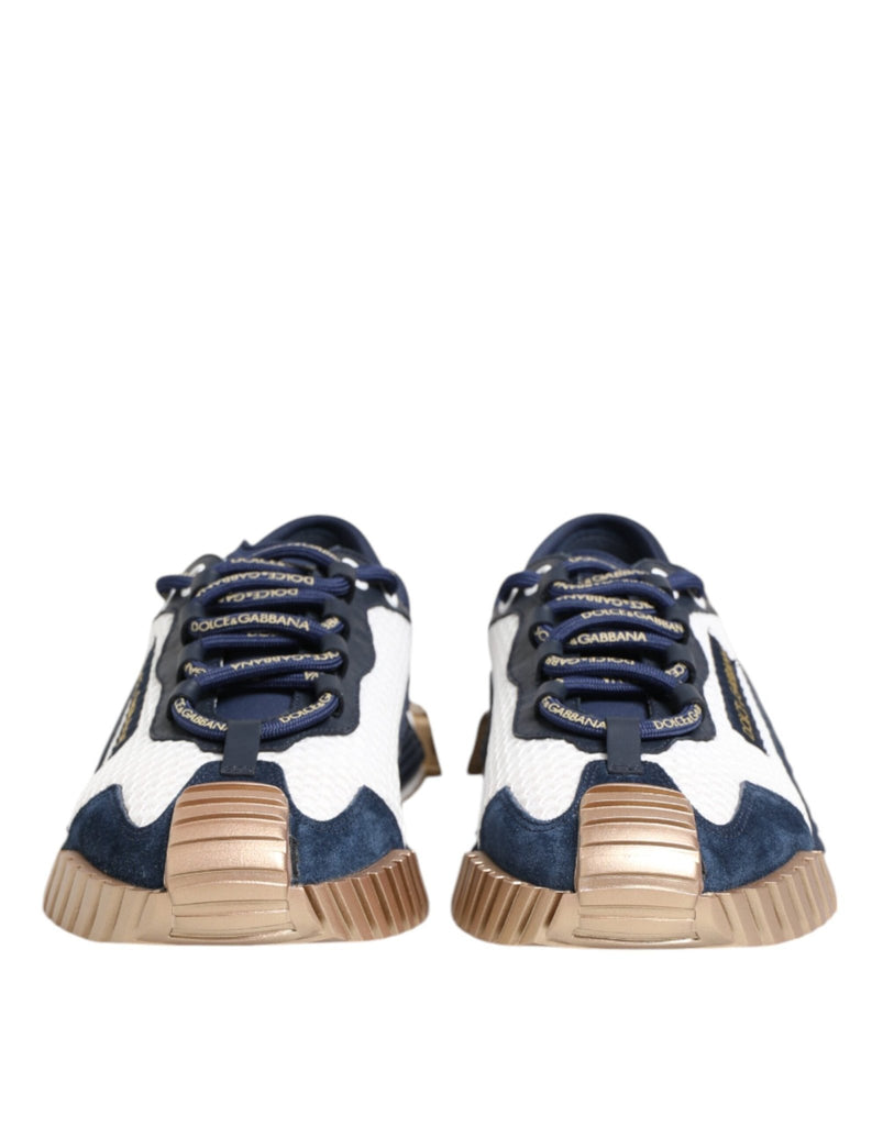 Dolce & Gabbana Blue White Low Top NS1 Men Sneakers Shoes - Beyzy Store - Dolce & Gabbana