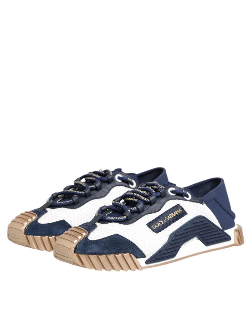 Dolce & Gabbana Blue White Low Top NS1 Men Sneakers Shoes - Beyzy Store - Dolce & Gabbana
