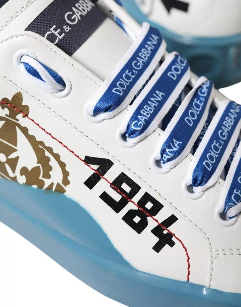 Dolce & Gabbana Blue White Printed Portofino Melt Sneakers - Beyzy Store - Dolce & Gabbana