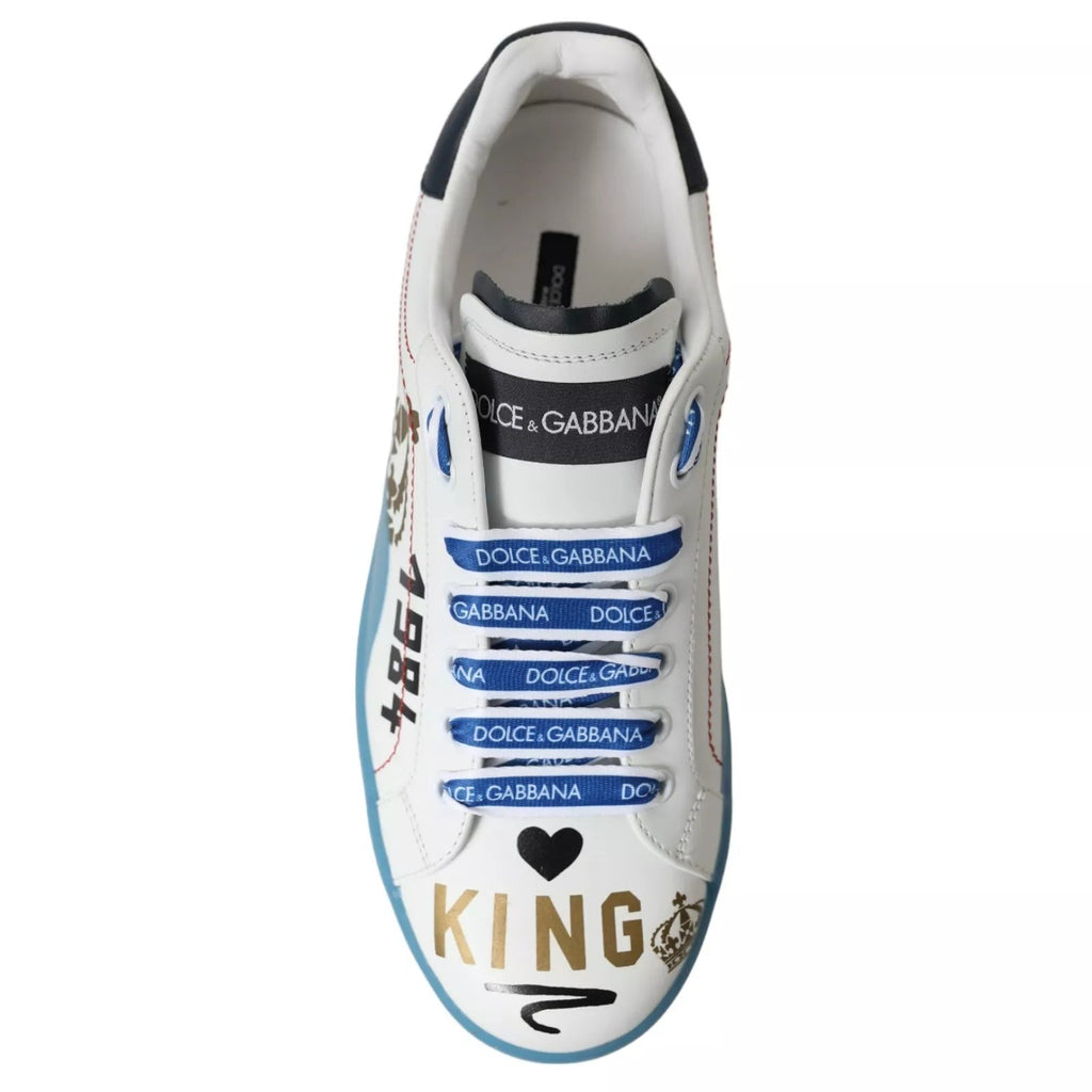 Dolce & Gabbana Blue White Printed Portofino Melt Sneakers - Beyzy Store - Dolce & Gabbana