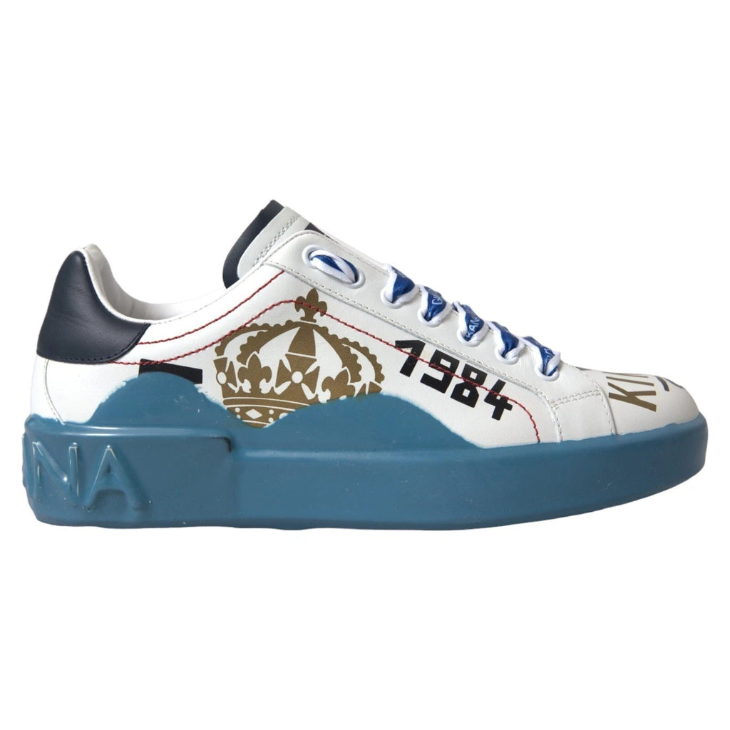 Dolce & Gabbana Blue White Printed Portofino Melt Sneakers - Beyzy Store - Dolce & Gabbana