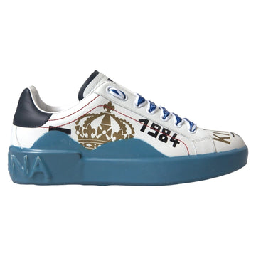 Dolce & Gabbana Blue White Printed Portofino Melt Sneakers - Beyzy Store - Dolce & Gabbana