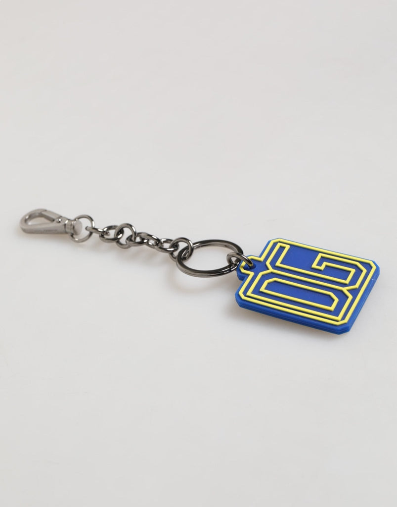 Dolce & Gabbana Blue Yellow DG Rubber Logo Silver Men Keychain Keyring - Beyzy Store - Dolce & Gabbana