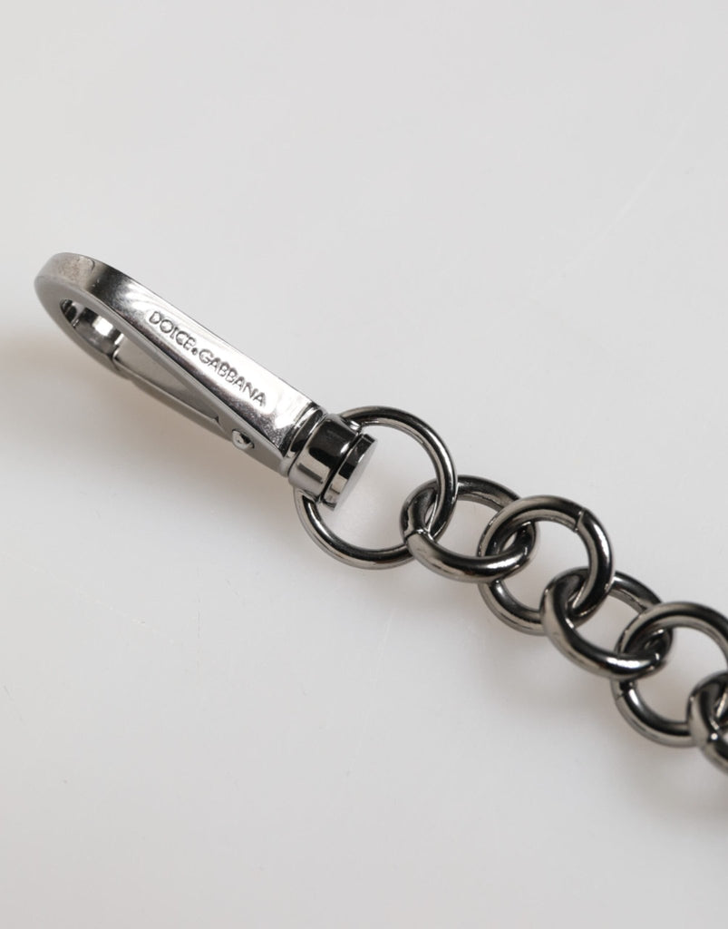 Dolce & Gabbana Blue Yellow DG Rubber Logo Silver Men Keychain Keyring - Beyzy Store - Dolce & Gabbana
