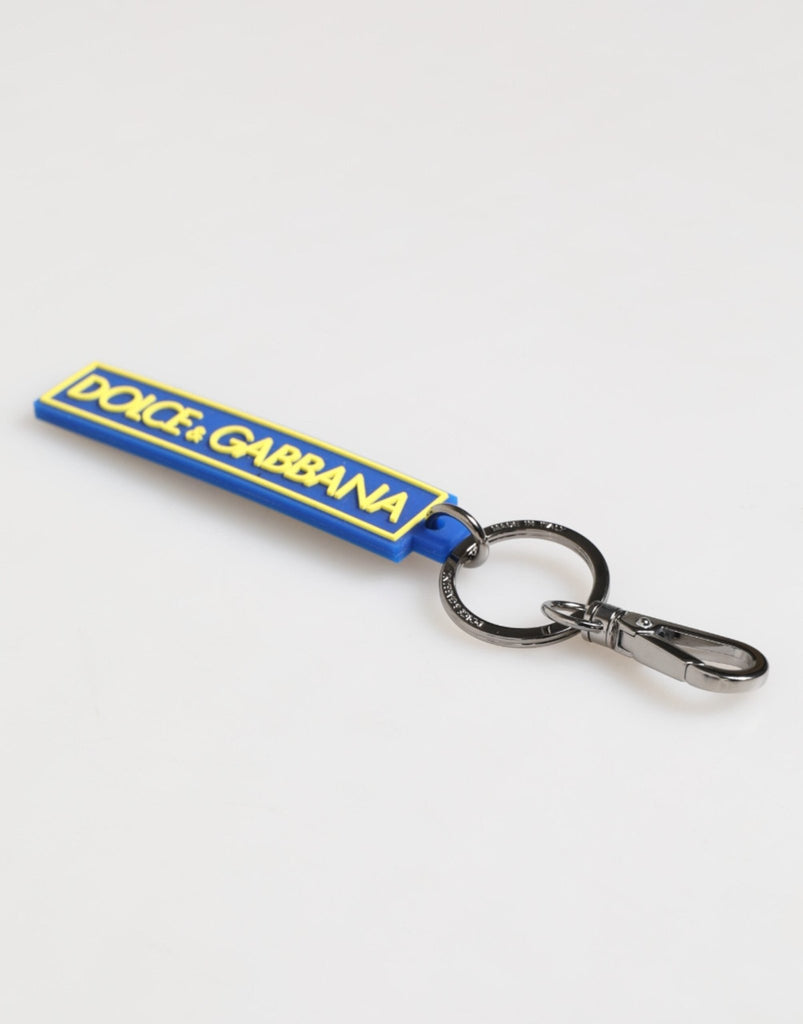 Dolce & Gabbana Blue Yellow DG Rubber Logo Silver Men's Holder Keyring - Beyzy Store - Dolce & Gabbana