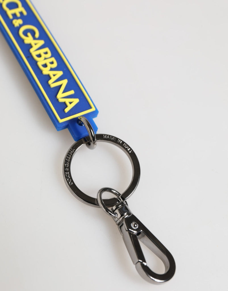 Dolce & Gabbana Blue Yellow DG Rubber Logo Silver Men's Holder Keyring - Beyzy Store - Dolce & Gabbana