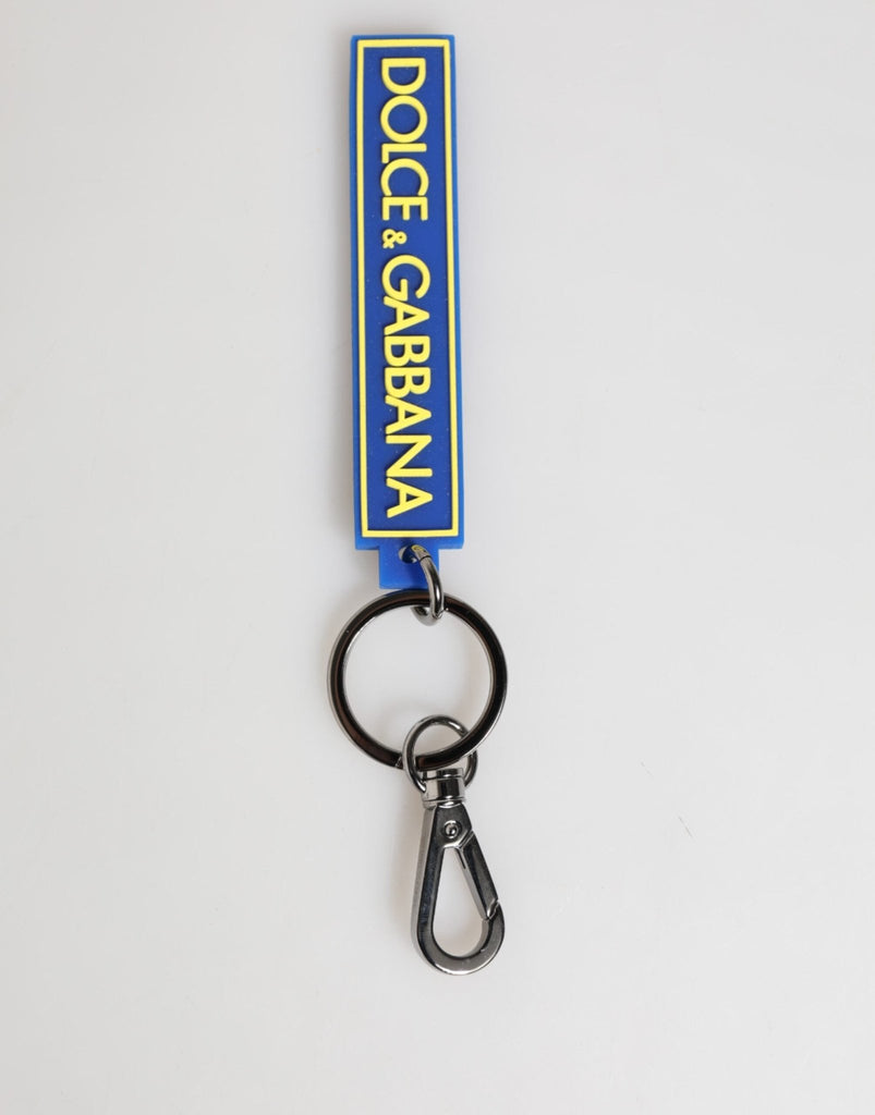 Dolce & Gabbana Blue Yellow DG Rubber Logo Silver Men's Holder Keyring - Beyzy Store - Dolce & Gabbana
