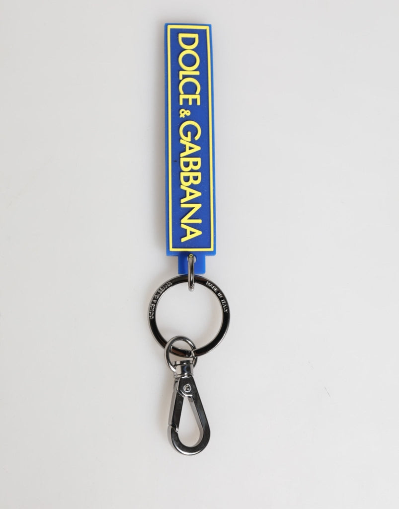 Dolce & Gabbana Blue Yellow DG Rubber Logo Silver Men's Holder Keyring - Beyzy Store - Dolce & Gabbana