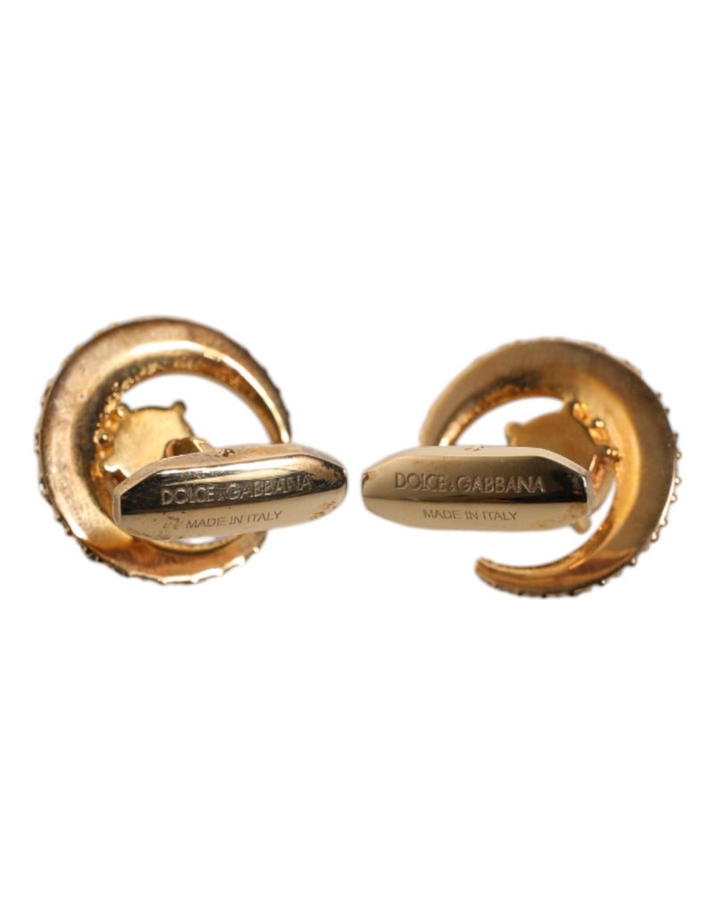 Dolce & Gabbana Brass Gold Black Crystal Luna Cufflink - Beyzy Store - Dolce & Gabbana