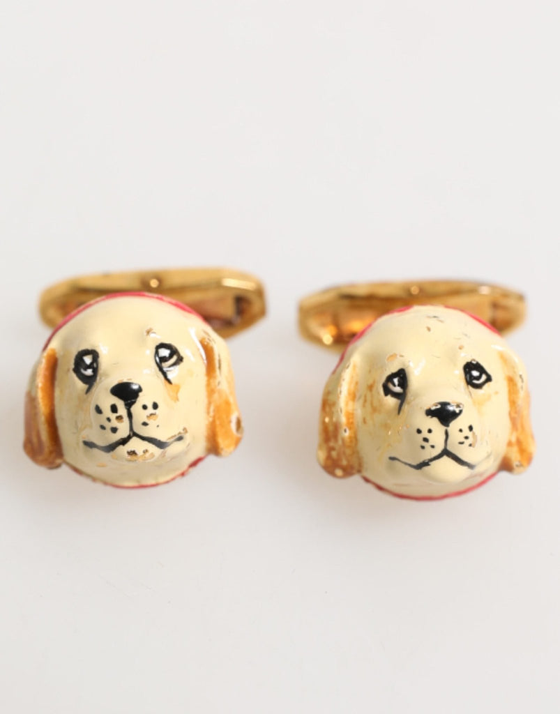 Dolce & Gabbana Brass Gold Tone Dog Puppy Men's Accessories Cufflink - Beyzy Store - Dolce & Gabbana
