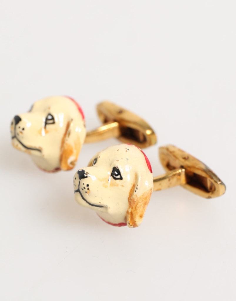 Dolce & Gabbana Brass Gold Tone Dog Puppy Men's Accessories Cufflink - Beyzy Store - Dolce & Gabbana