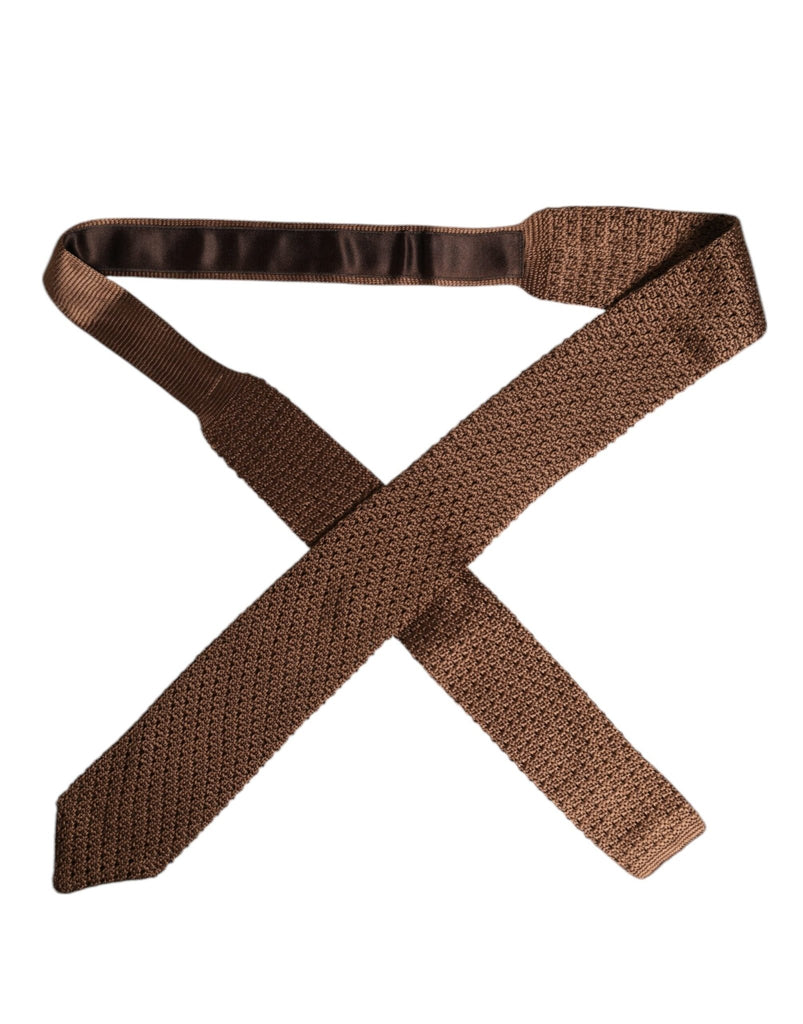 Dolce & Gabbana Brown 100% Silk Adjustable Necktie Men Accessory Tie - Beyzy Store - Dolce & Gabbana