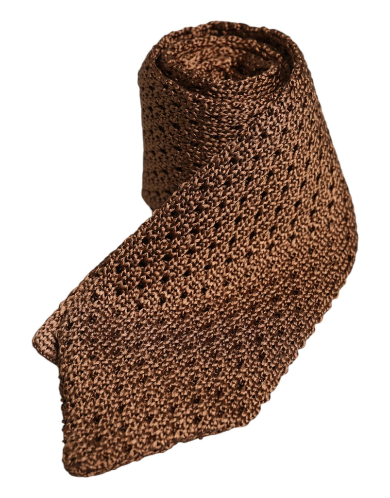 Dolce & Gabbana Brown 100% Silk Adjustable Necktie Men Accessory Tie - Beyzy Store - Dolce & Gabbana