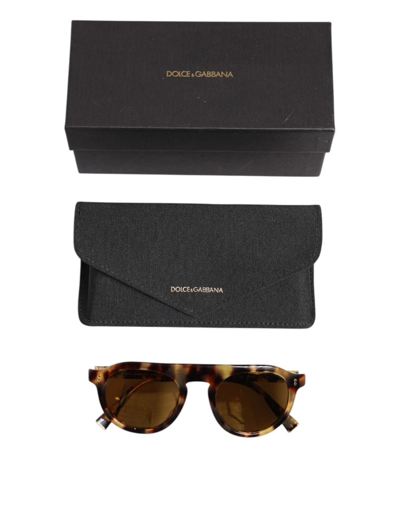 Dolce & Gabbana Brown Acetate Round Leopard Print Eyewear Sunglasses - Beyzy Store - Dolce & Gabbana