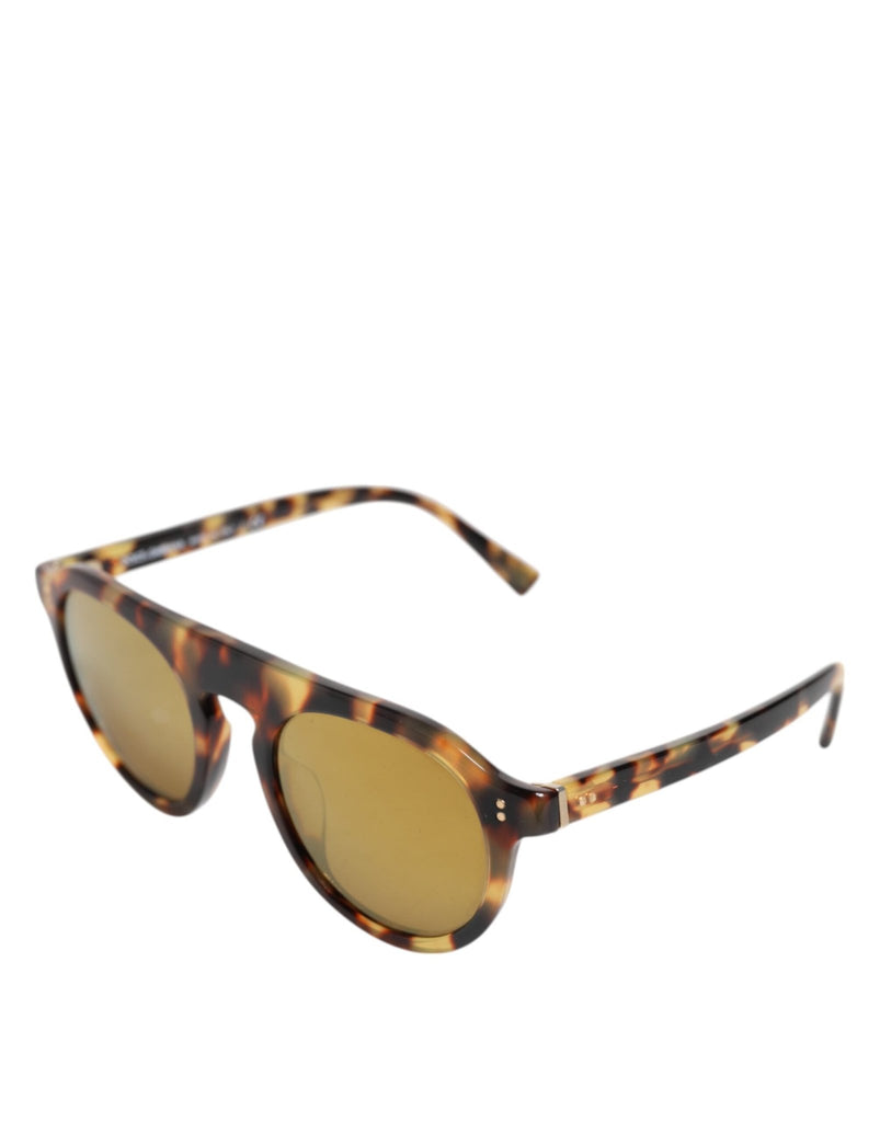Dolce & Gabbana Brown Acetate Round Leopard Print Eyewear Sunglasses - Beyzy Store - Dolce & Gabbana