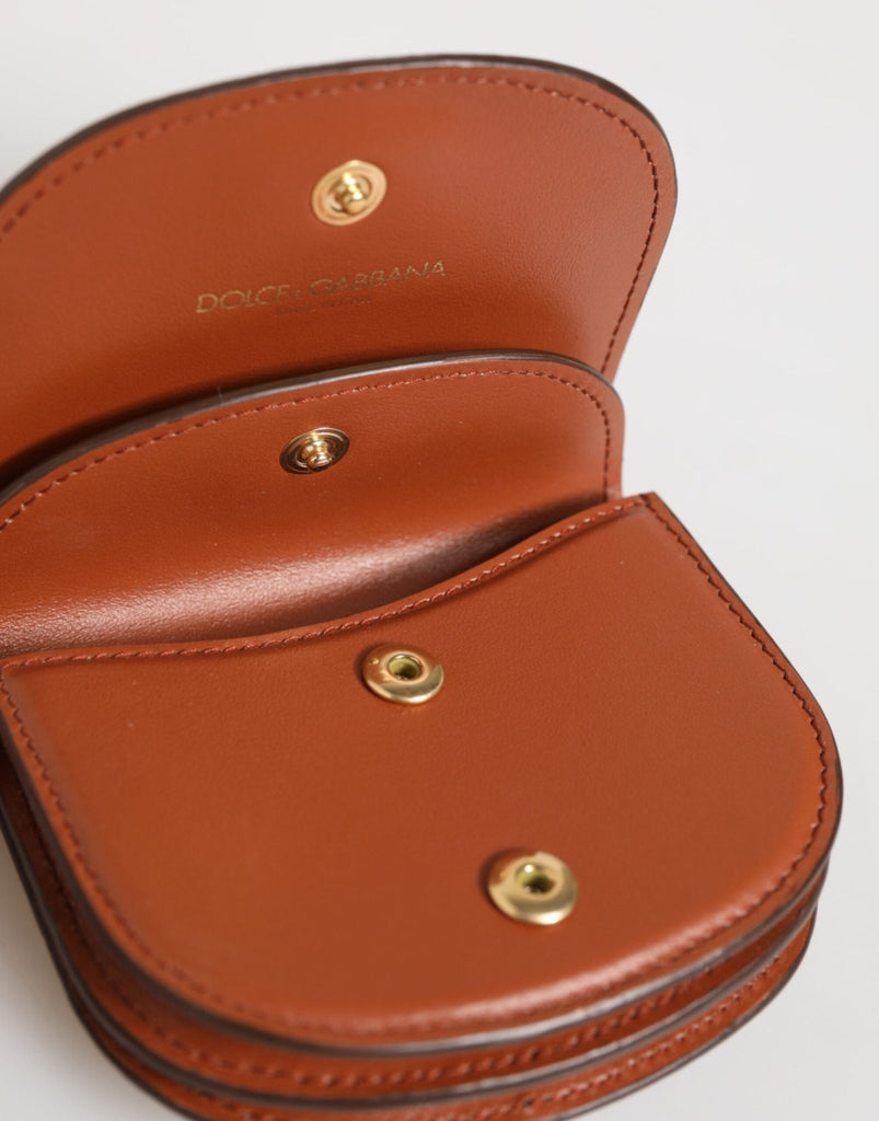 Dolce & Gabbana Brown Black Calf Leather Leopard Print Logo Plaque Wallet - Beyzy Store - Dolce & Gabbana