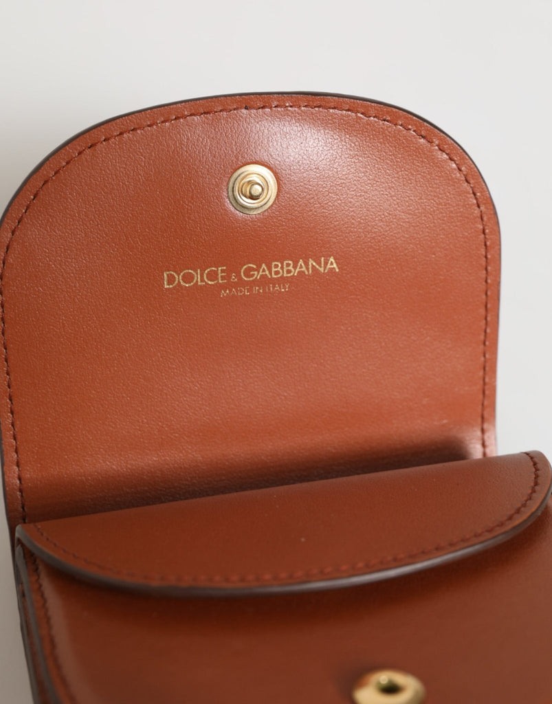 Dolce & Gabbana Brown Black Calf Leather Leopard Print Logo Plaque Wallet - Beyzy Store - Dolce & Gabbana