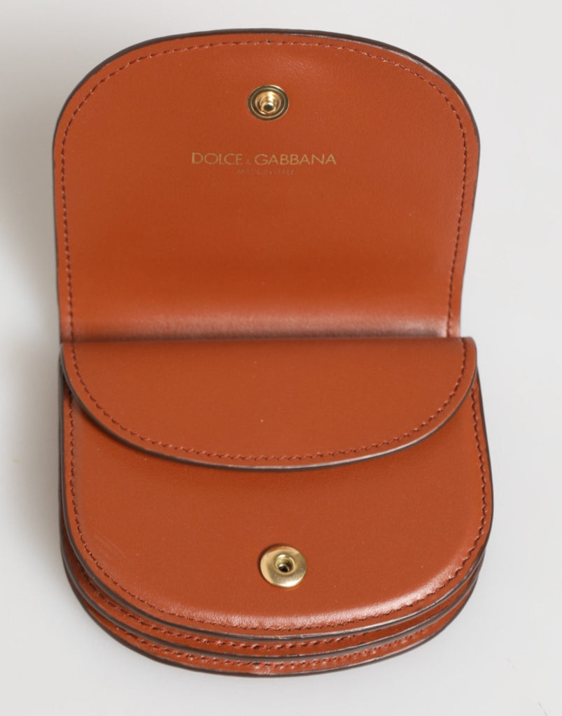 Dolce & Gabbana Brown Black Calf Leather Leopard Print Logo Plaque Wallet - Beyzy Store - Dolce & Gabbana