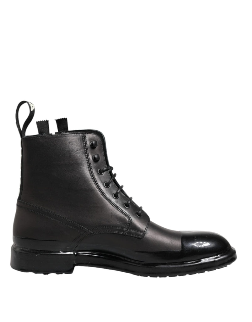 Dolce & Gabbana Brown Black Lace Up Mid Calf Men Boots Shoes - Beyzy Store - Dolce & Gabbana
