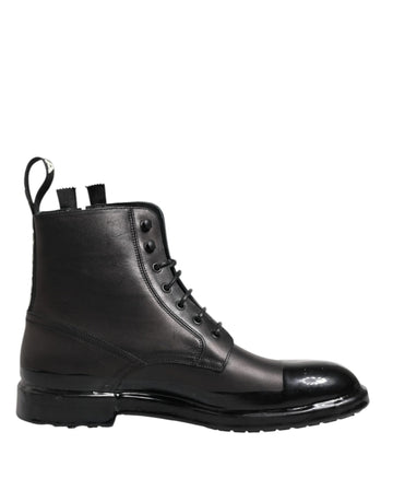 Dolce & Gabbana Brown Black Lace Up Mid Calf Men Boots Shoes - Beyzy Store - Dolce & Gabbana