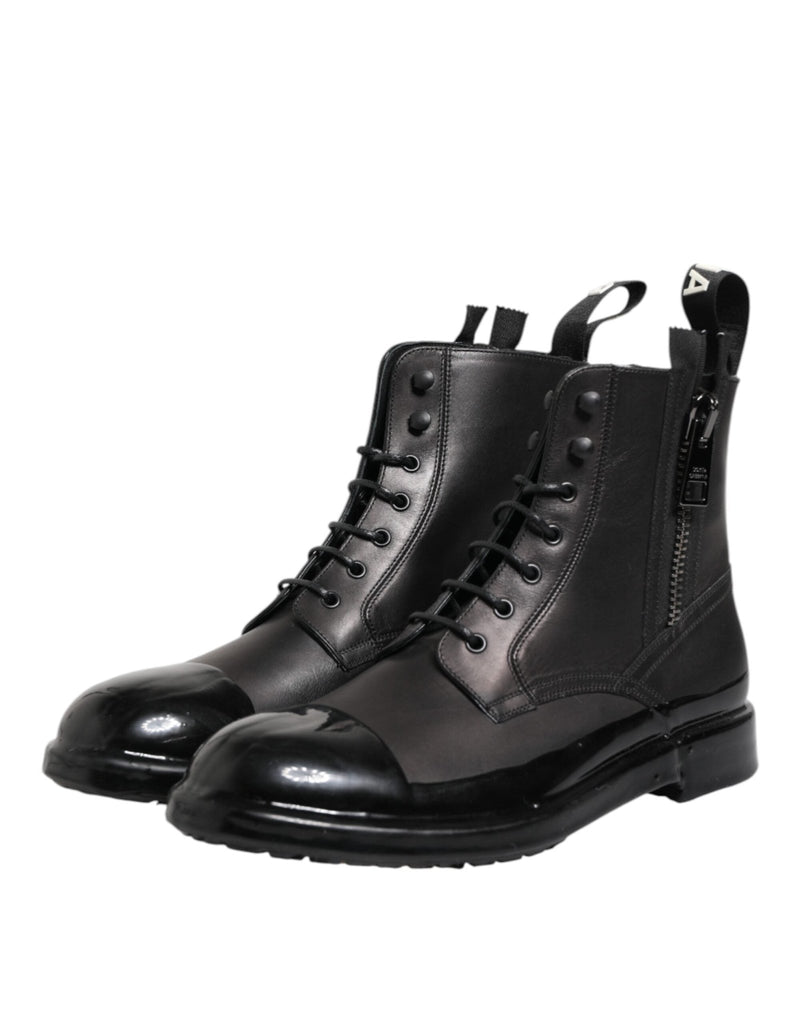 Dolce & Gabbana Brown Black Lace Up Mid Calf Men Boots Shoes - Beyzy Store - Dolce & Gabbana