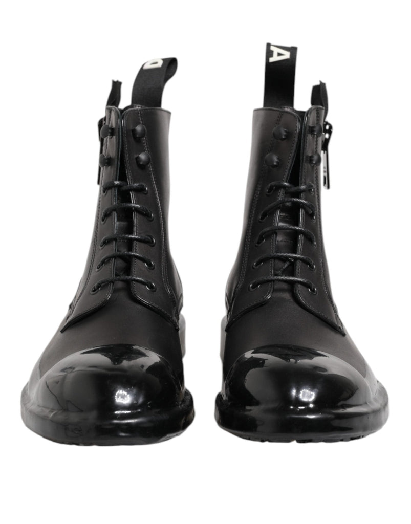 Dolce & Gabbana Brown Black Lace Up Mid Calf Men Boots Shoes - Beyzy Store - Dolce & Gabbana