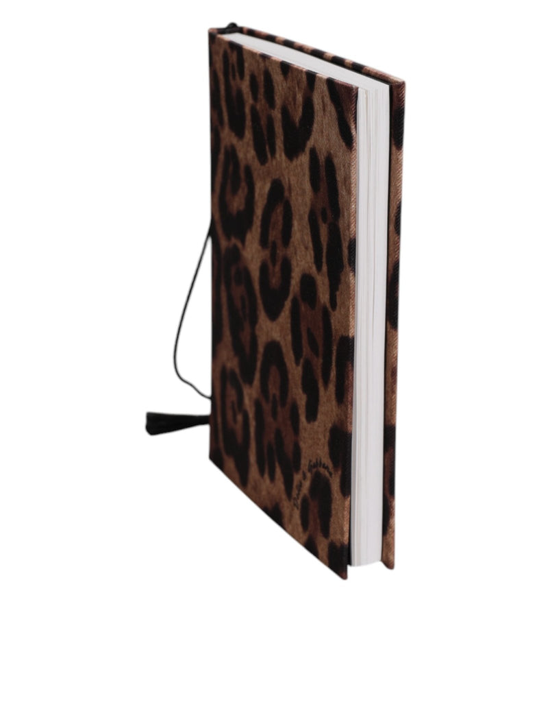 Dolce & Gabbana Brown Black Polyester Leopard Logo Print Small Notebook - Beyzy Store - Dolce & Gabbana