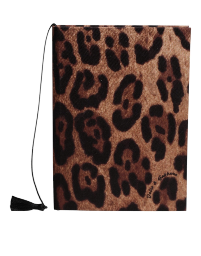 Dolce & Gabbana Brown Black Polyester Leopard Logo Print Small Notebook - Beyzy Store - Dolce & Gabbana
