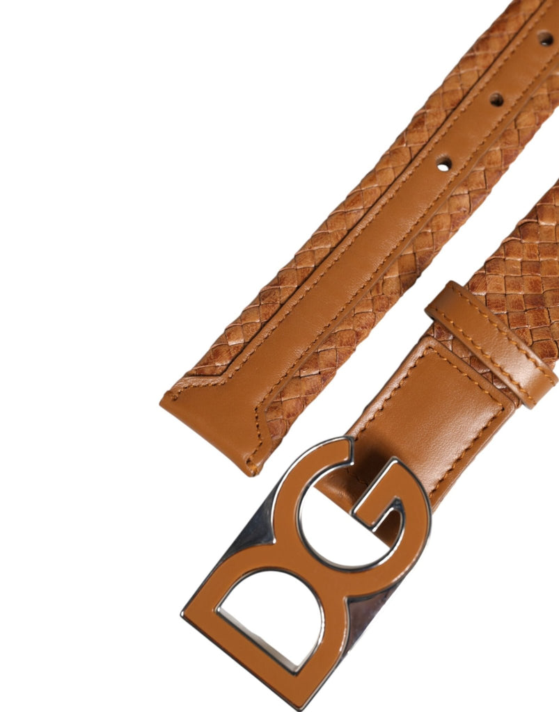 Dolce & Gabbana Brown Braided Metal DG Logo Buckle Belt - Beyzy Store - Dolce & Gabbana