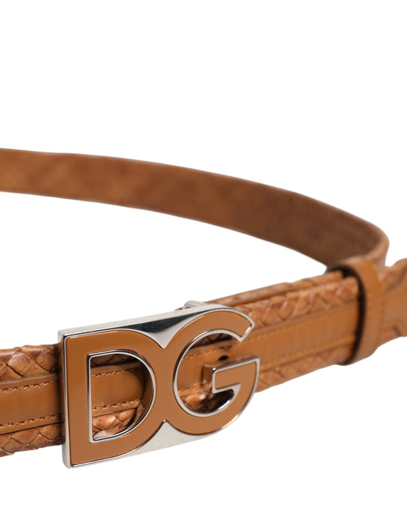 Dolce & Gabbana Brown Braided Metal DG Logo Buckle Belt - Beyzy Store - Dolce & Gabbana