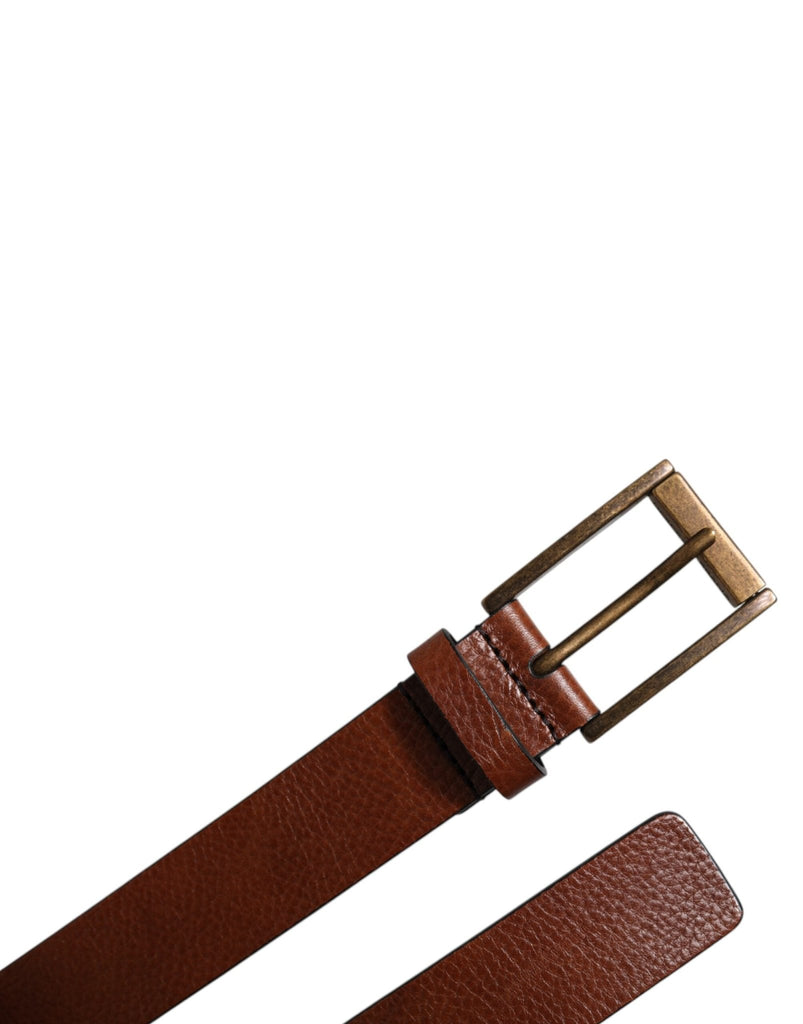 Dolce & Gabbana Brown Calf Leather Classic Metal Buckle Belt - Beyzy Store - Dolce & Gabbana