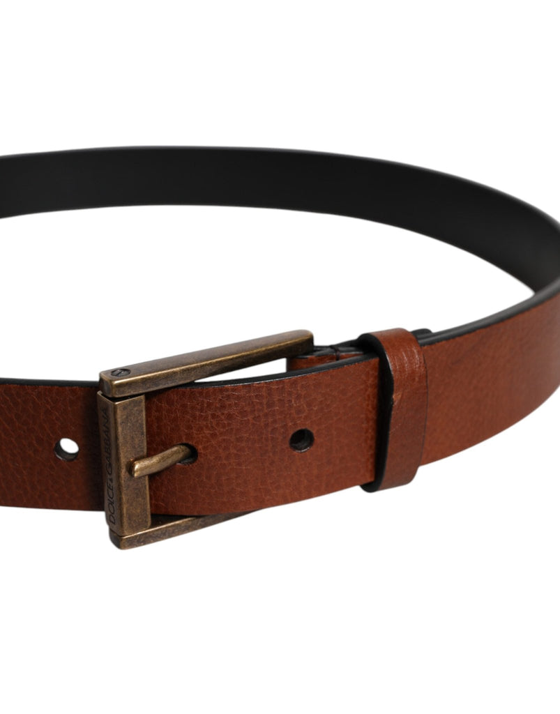 Dolce & Gabbana Brown Calf Leather Classic Metal Buckle Belt - Beyzy Store - Dolce & Gabbana