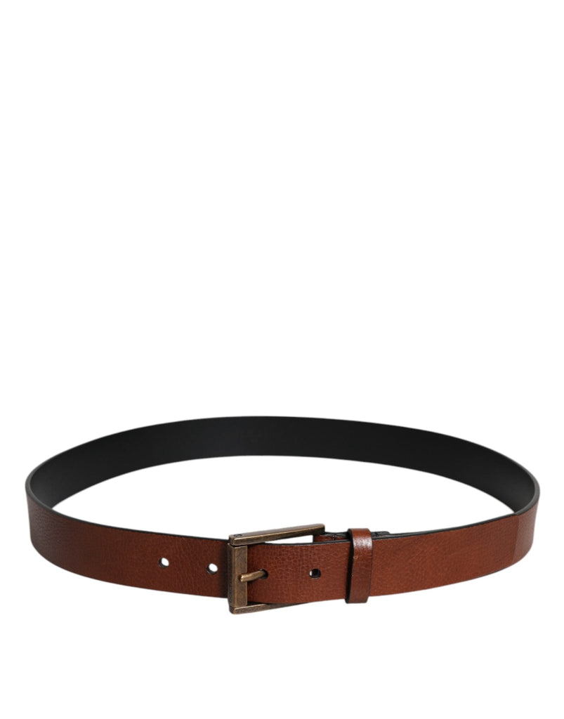 Dolce & Gabbana Brown Calf Leather Classic Metal Buckle Belt - Beyzy Store - Dolce & Gabbana