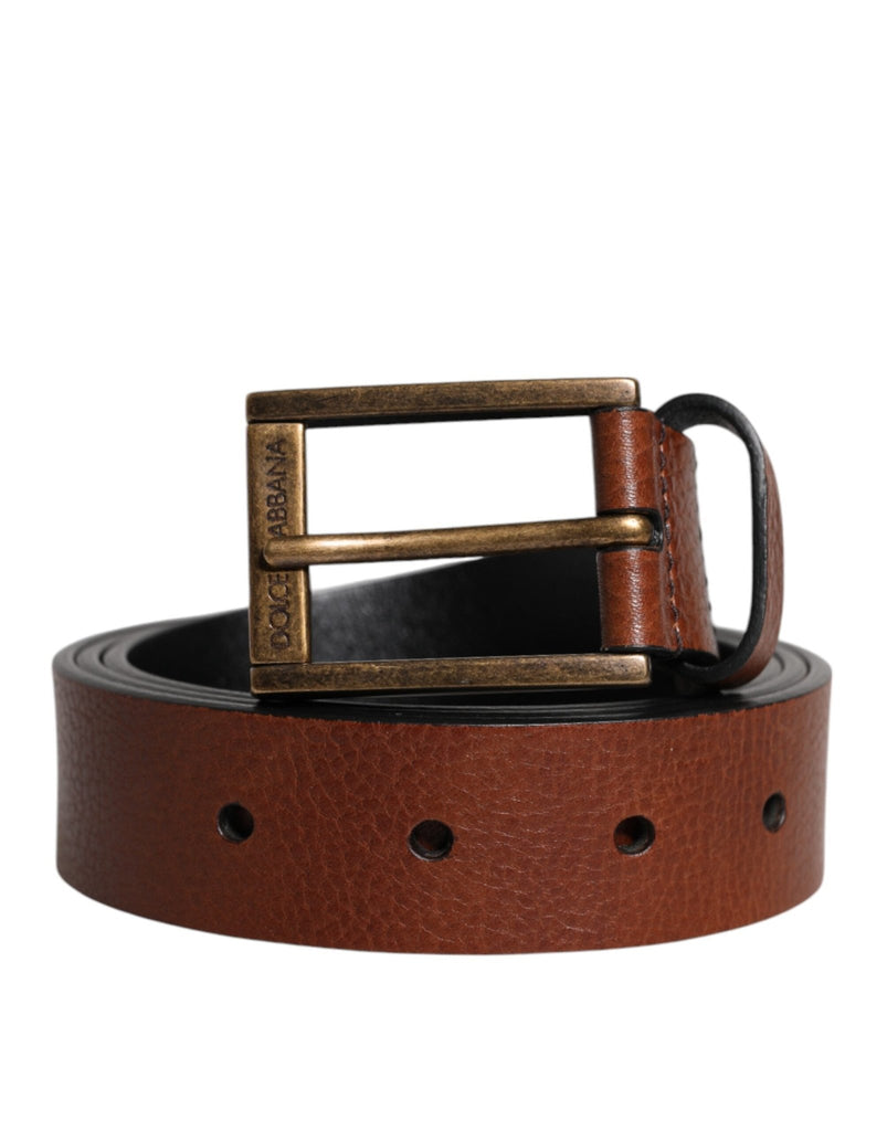 Dolce & Gabbana Brown Calf Leather Classic Metal Buckle Belt - Beyzy Store - Dolce & Gabbana