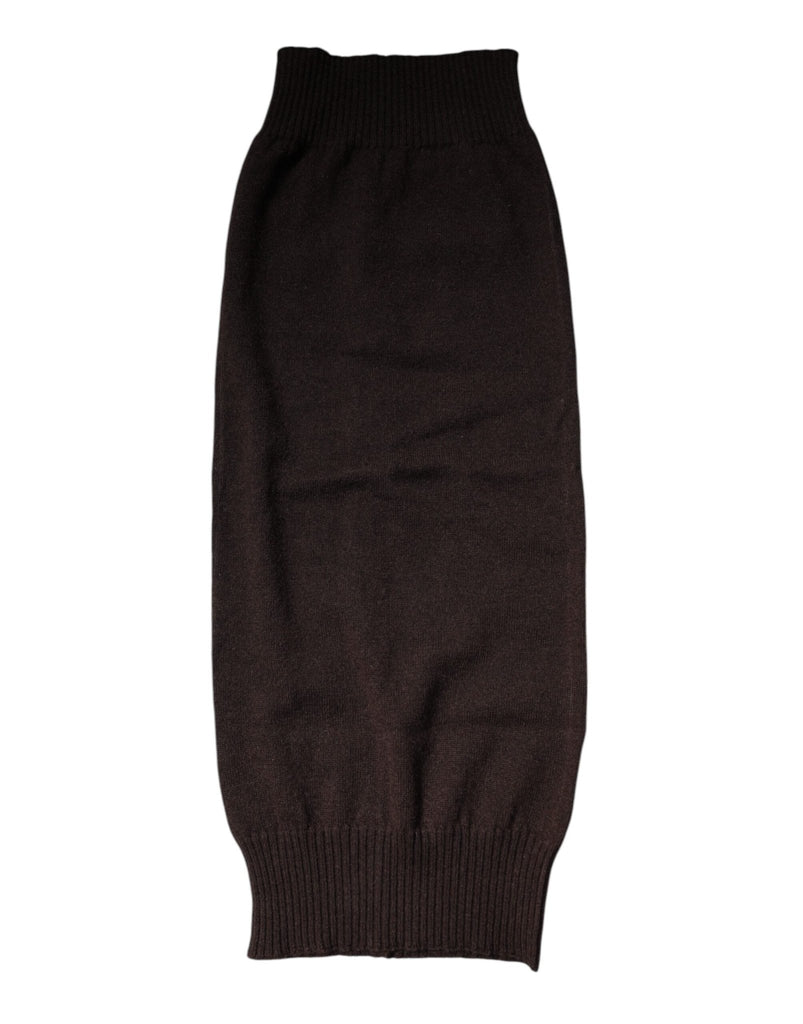 Dolce & Gabbana Brown Cashmere Knitted Neck Warmer Foulard Scarf - Beyzy Store - Dolce & Gabbana