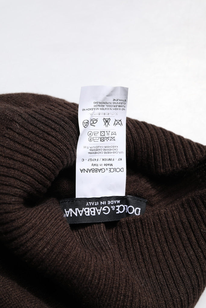 Dolce & Gabbana Brown Cashmere Knitted Neck Warmer Foulard Scarf - Beyzy Store - Dolce & Gabbana
