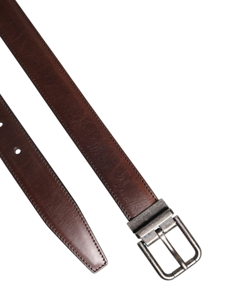 Dolce & Gabbana Brown Classic Calf Leather Metal Buckle Belt - Beyzy Store - Dolce & Gabbana