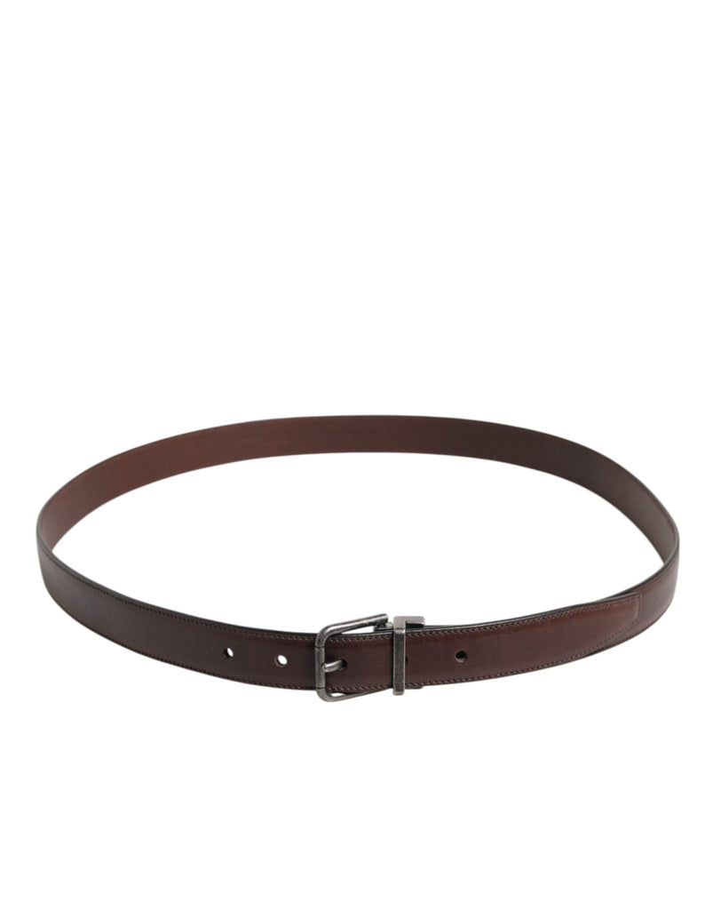 Dolce & Gabbana Brown Classic Calf Leather Metal Buckle Belt - Beyzy Store - Dolce & Gabbana