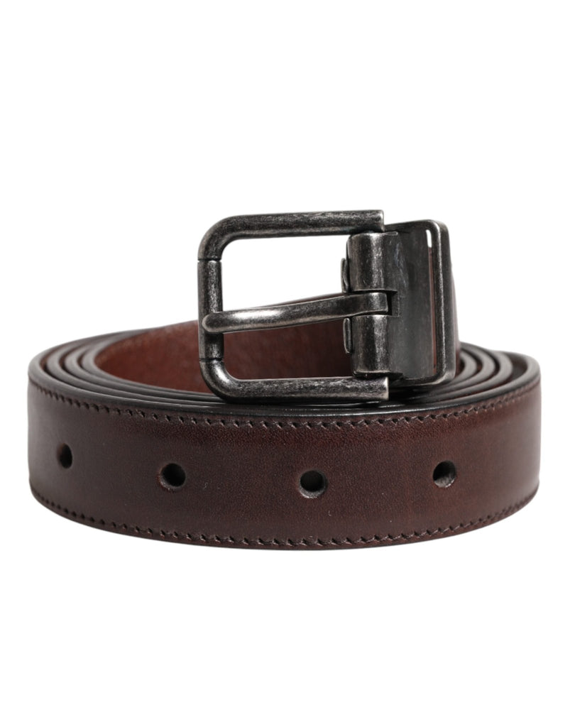 Dolce & Gabbana Brown Classic Calf Leather Metal Buckle Belt - Beyzy Store - Dolce & Gabbana