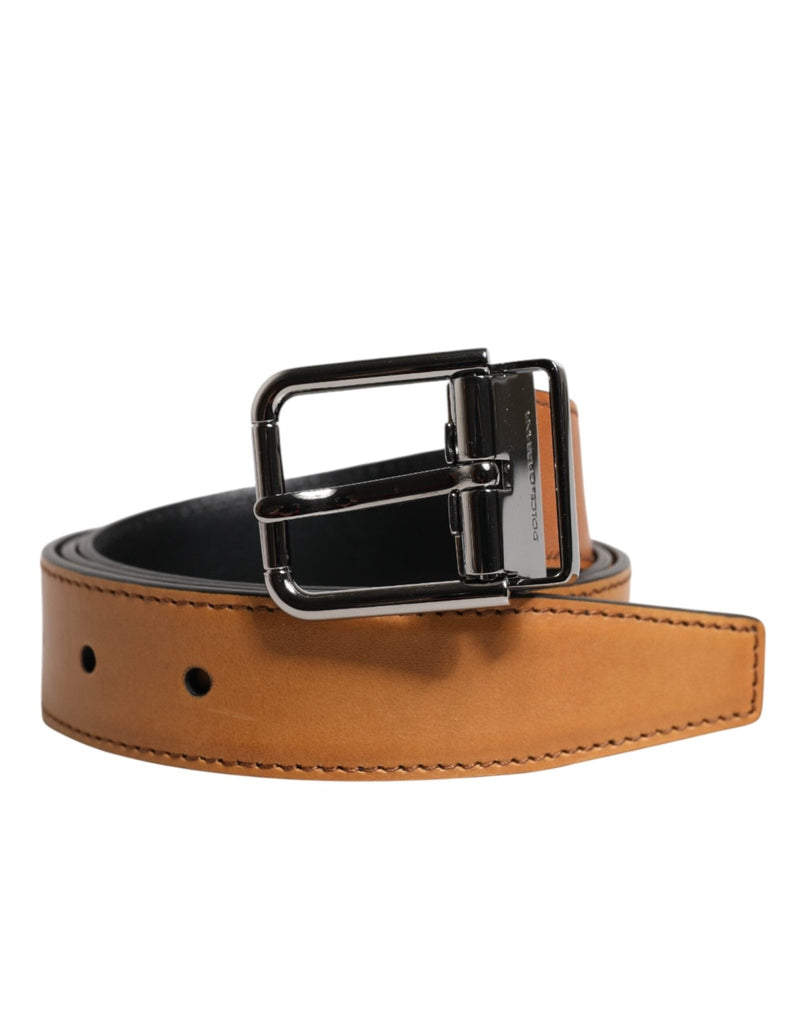 Dolce & Gabbana Brown Classic Calf Leather Silver Buckle Belt - Beyzy Store - Dolce & Gabbana