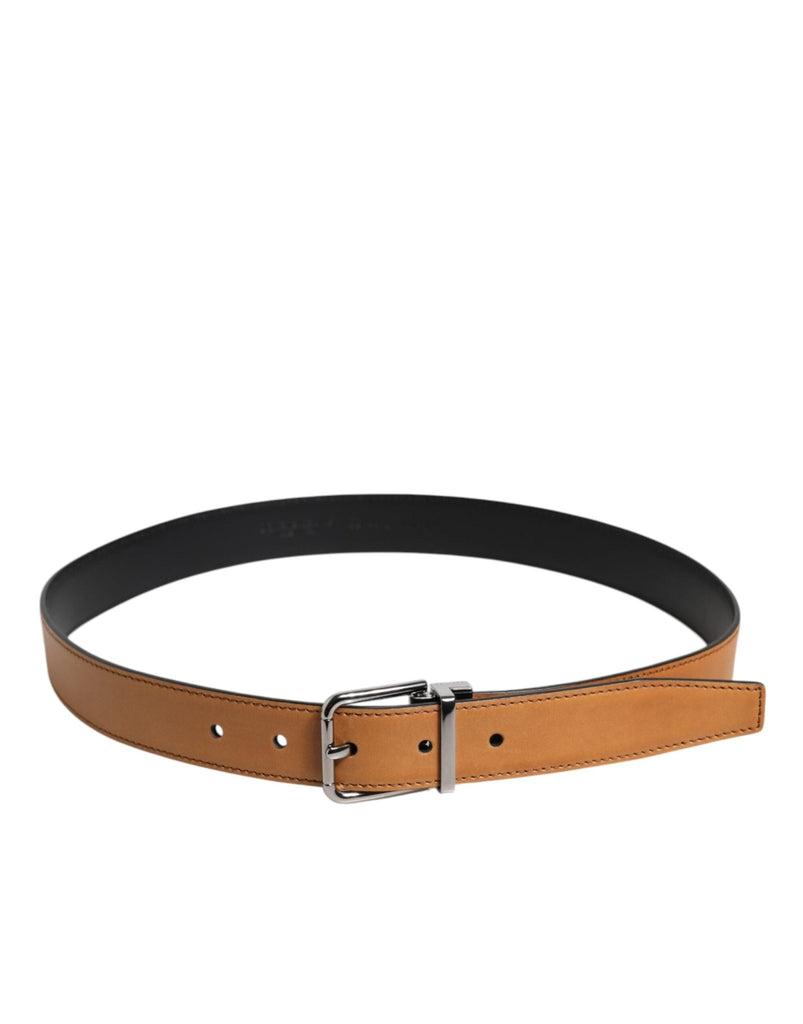 Dolce & Gabbana Brown Classic Calf Leather Silver Buckle Belt - Beyzy Store - Dolce & Gabbana