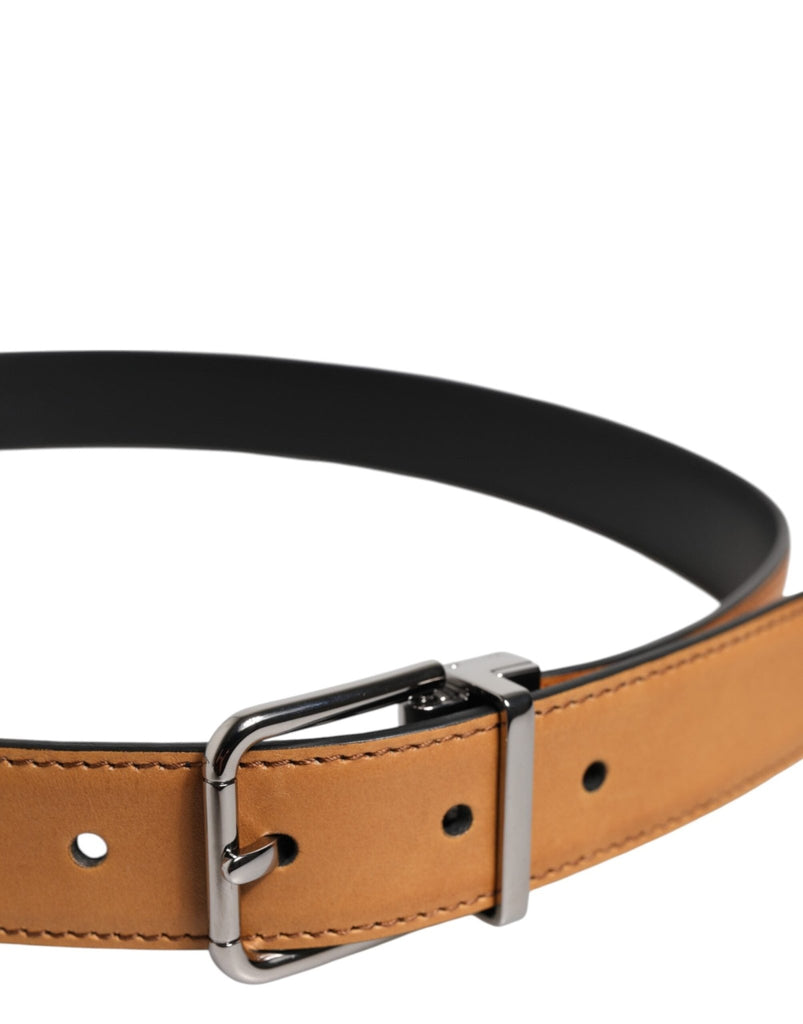 Dolce & Gabbana Brown Classic Calf Leather Silver Buckle Belt - Beyzy Store - Dolce & Gabbana