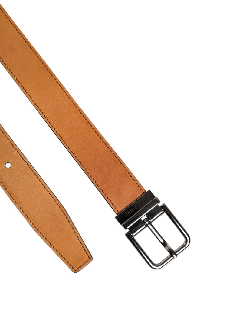 Dolce & Gabbana Brown Classic Calf Leather Silver Buckle Belt - Beyzy Store - Dolce & Gabbana