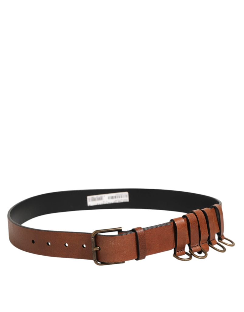 Dolce & Gabbana Brown Classic Gold Metal Logo Buckle Men Belt - Beyzy Store - Dolce & Gabbana