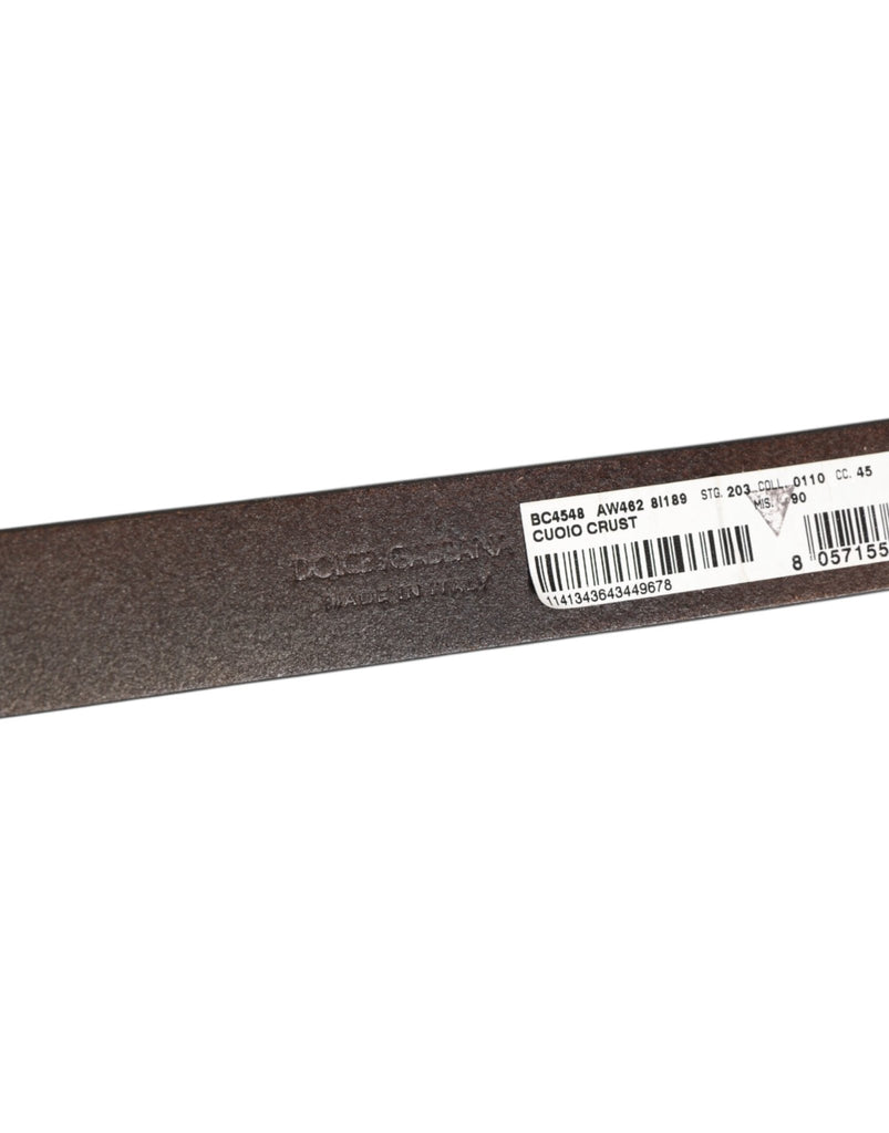 Dolce & Gabbana Brown Classic Gold Metal Logo Buckle Men Belt - Beyzy Store - Dolce & Gabbana